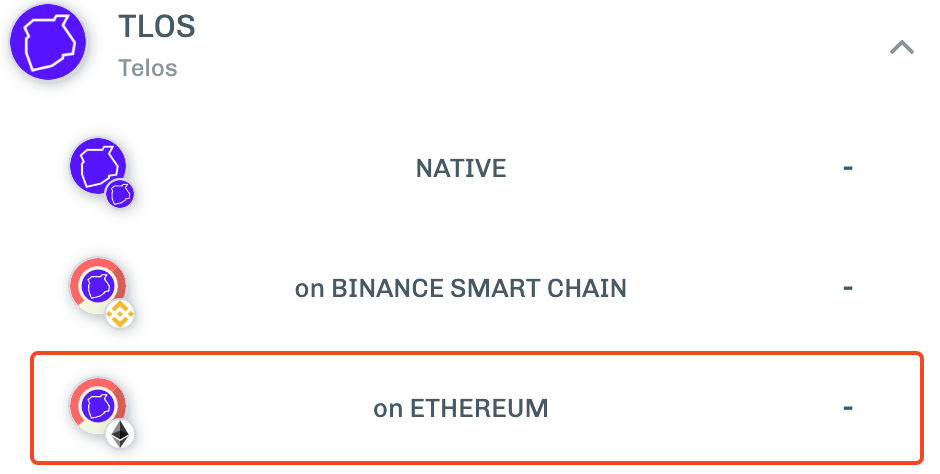 Select TLOS on Ethereum